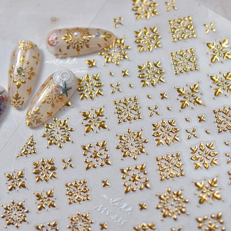 

Bronzing Bohemia Tomoni Plaid Nail Sticker Orange Gold Bohemia 435