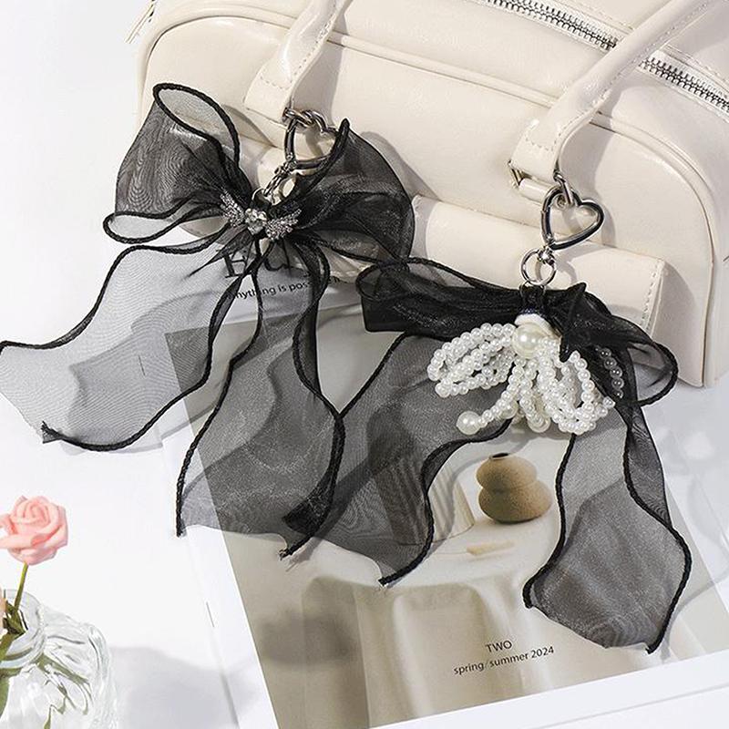 Stilvoll Exquisit Imitationsperlen Schleifenknoten Anhänger Schlüsselanhänger Mode Süß Schlüsselring Exquisite Rucksack Dekoration Zubehör Geschenke