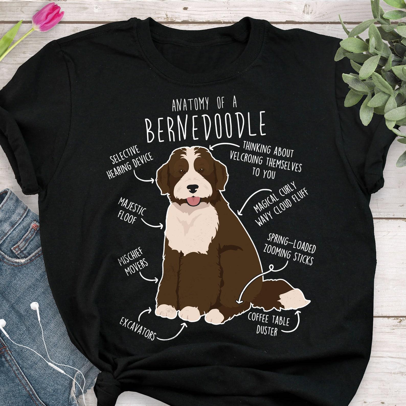 Bernedoodle Shirt, Chocolate Bicolor Bernedoodle Dog Lover Gift, , Funny Cute Doodle T-shirt Poodle Mix Cross Tshirt Mom Dad Brown 120