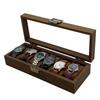 Vintage Wooden 6-Slot Watch Storage Display Box In Black Walnut