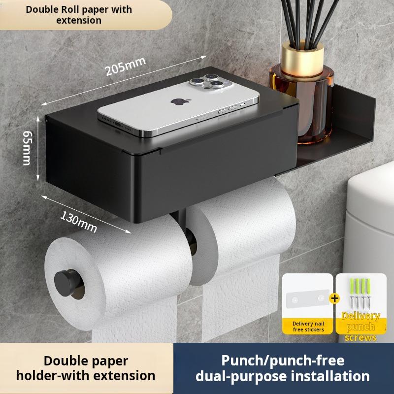 

Stainless steel punch-free paper towel holder with wet wipes box bathroom wall-mounted storage rack storage box