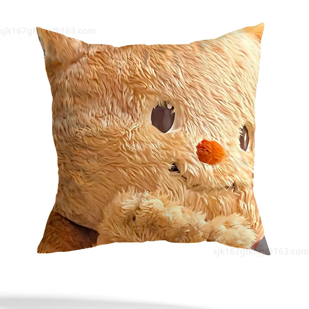 

Butter bear Pillow Case Anti-dustmite Pillowcase Invisible zipper silky short plush Sofa cushion cover 12x12Inch
