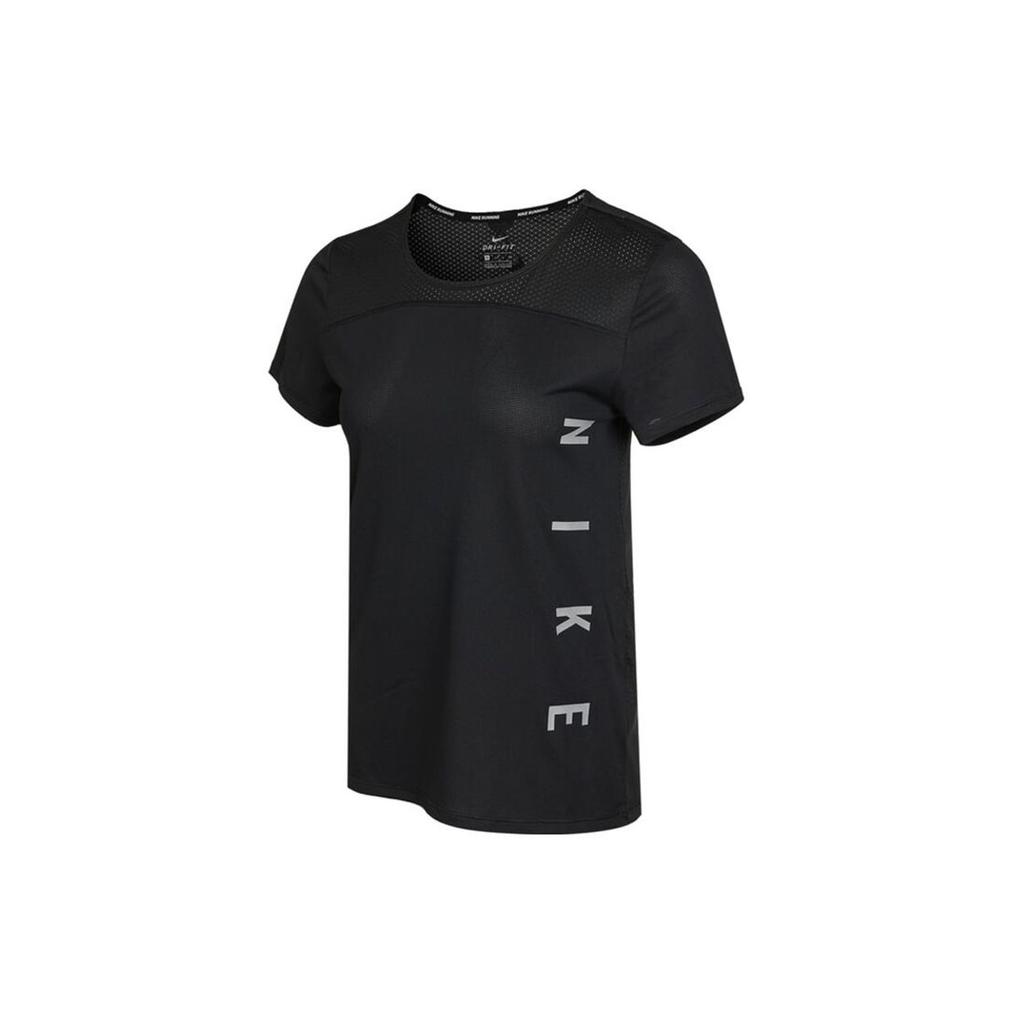 Nike Dri-FIT Reflective Logo Print Quick-Dry Breathable Sports Short-Sleeve T-Shirt Women Tops Black DA1247-010
