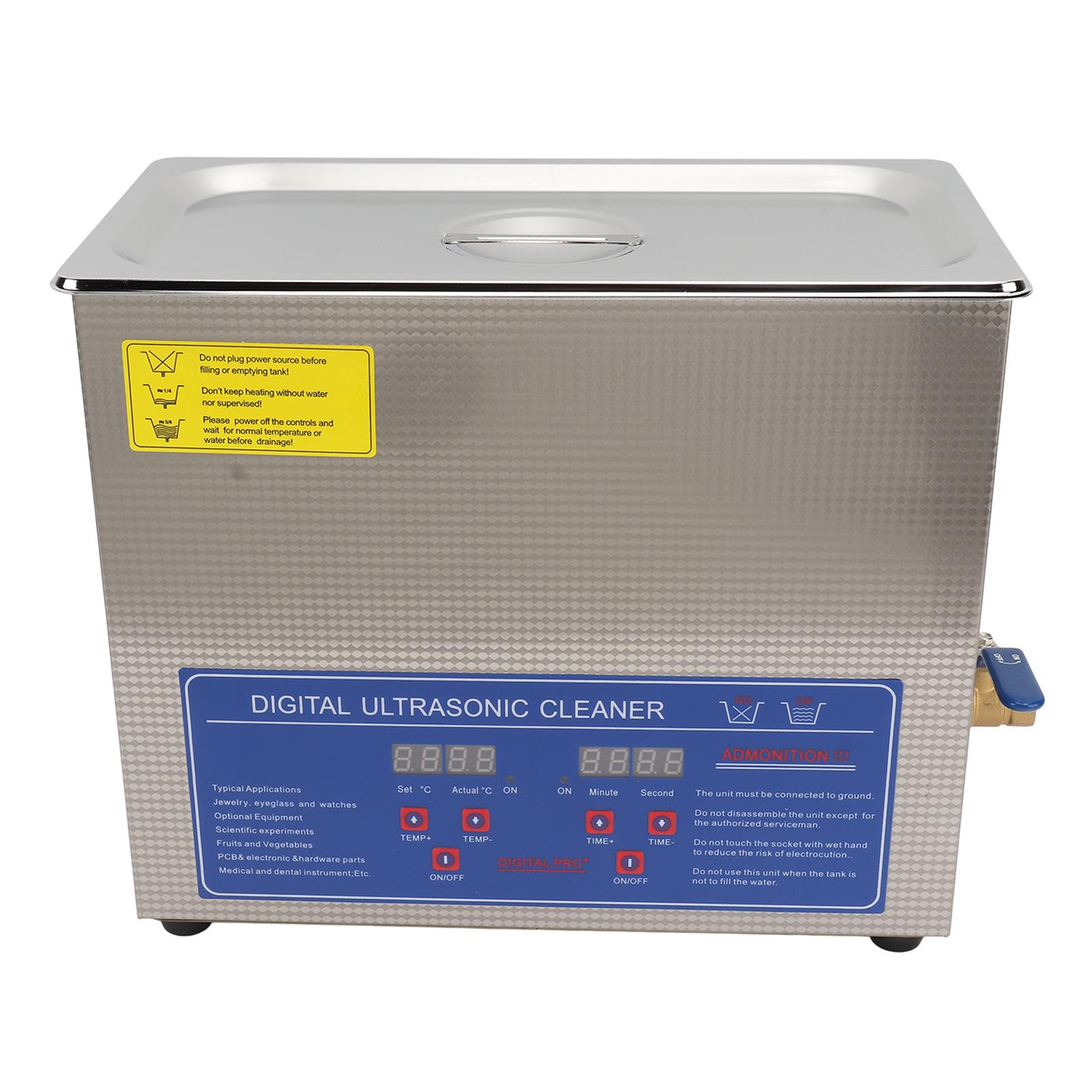 Ultrasonic Vinyl Record Cleaner Washer Heating Function Ultrasonic Cleaning Machine for Laboratories 6L EU Plug 220‑240V 50Hz Stainless steel
