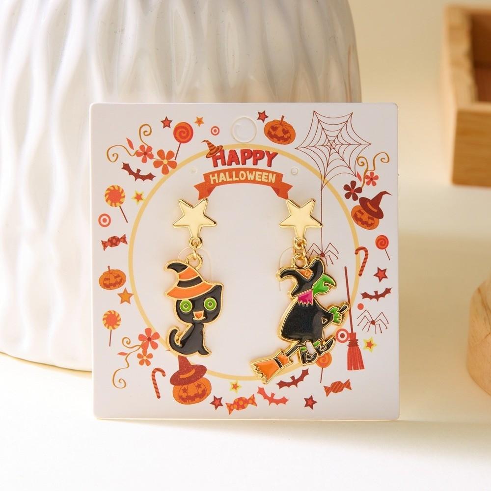 Enamel Ghost Ear Studs Star Pumpkin Dangle Earrings Retro Halloween Earrings  Unisex