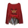 Damenmode Weihnachtsdruck Leichter Pullover Lässig Langärmlig Strick-Pullover-Oberteil