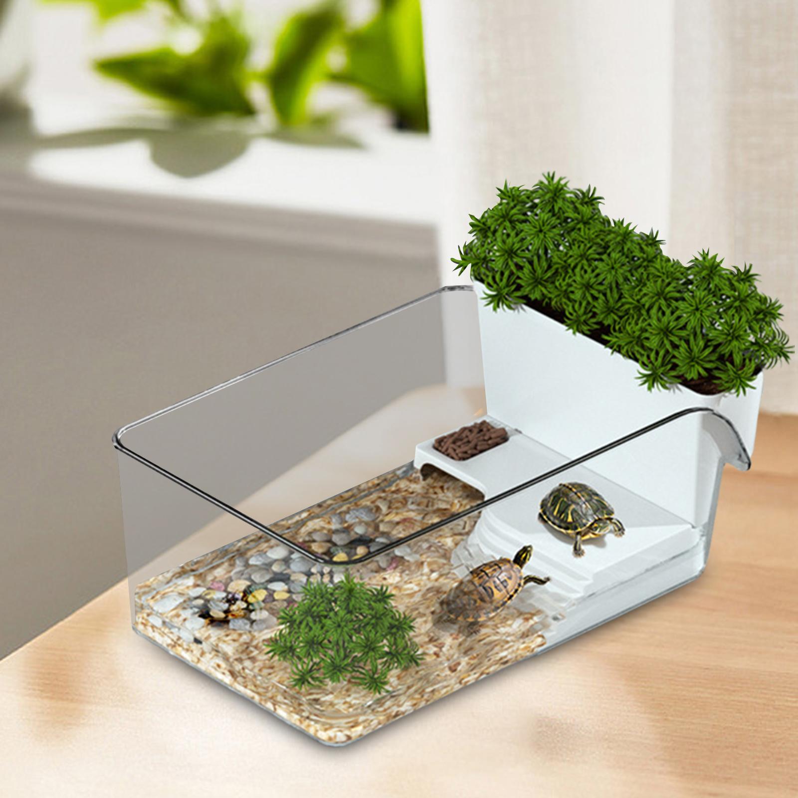 

Small Turtle Tank Scratch Resistant Enclosure Decorative Terrapin Breeding Box for Small Reptiles Crabs Crayfish Turtles белый