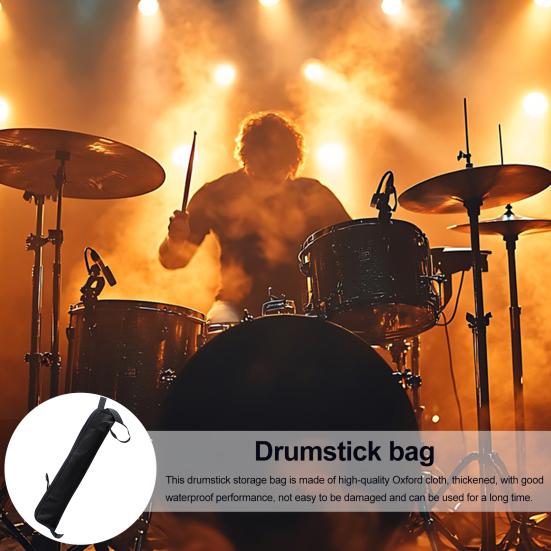 Drumstick Bag Thickened Oxford Cloth Drum Stick Holder Storage Case with Hooks Inside for Percussion Sticks Drum Mallet