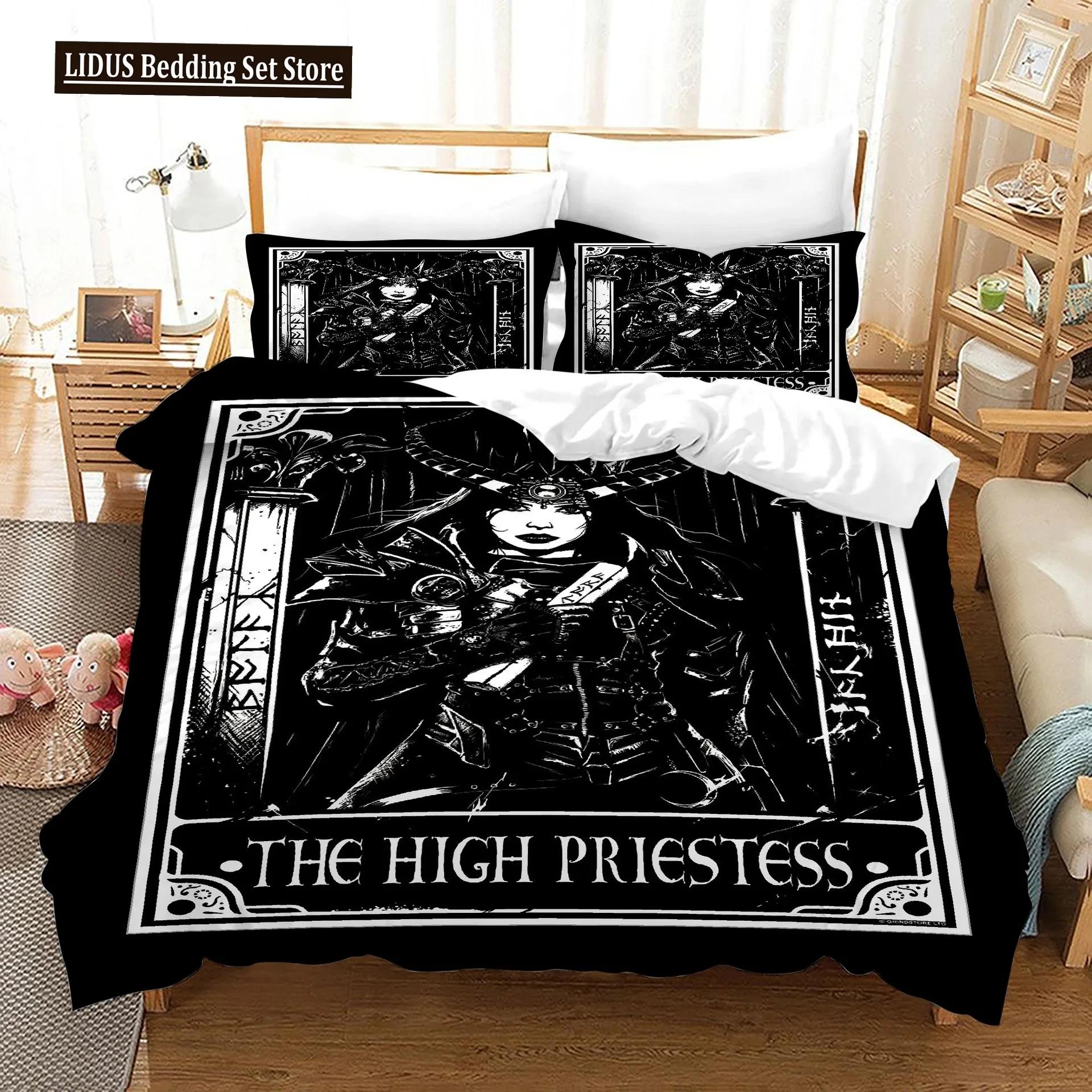 

Tarot Cards Polyester Duvet Cover Set King Size Sun Black White Witch Wicca Fortune Telling Element For Boys Girl Bedding Set 70x133cm 3pcs