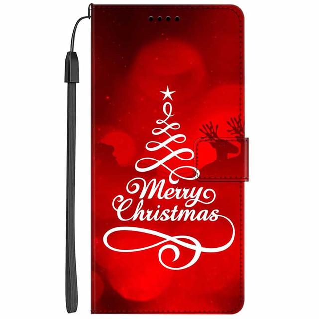 Christmas Flip Case For Motorola Moto G15 / G05 / E15 / G15 Power 4G Wallet Leather Cover With Lanyard Cartoon Wallet Phone Case