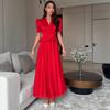 Cross-border Foreign Trade European and American Women's Clothing 2026 Autumn New Red Long-sleeved Top High Waist Belly Fishtail Skirt