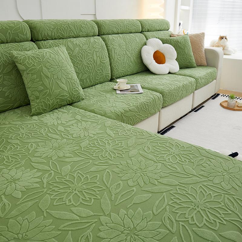 

New Flower Pattern Jacquard Sofa Covers For Living Room Super Thicken Soft Sofa Seat Cushion Cover Elastic Fabric Sofa Slipcover 45x45cm pillowcase зелёный