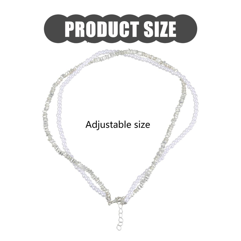 Elegant Two Layer Pearls Neck Chain with Easy To Use Magnetic Closure Adjustable Neckchain for Daily and Formal Wear