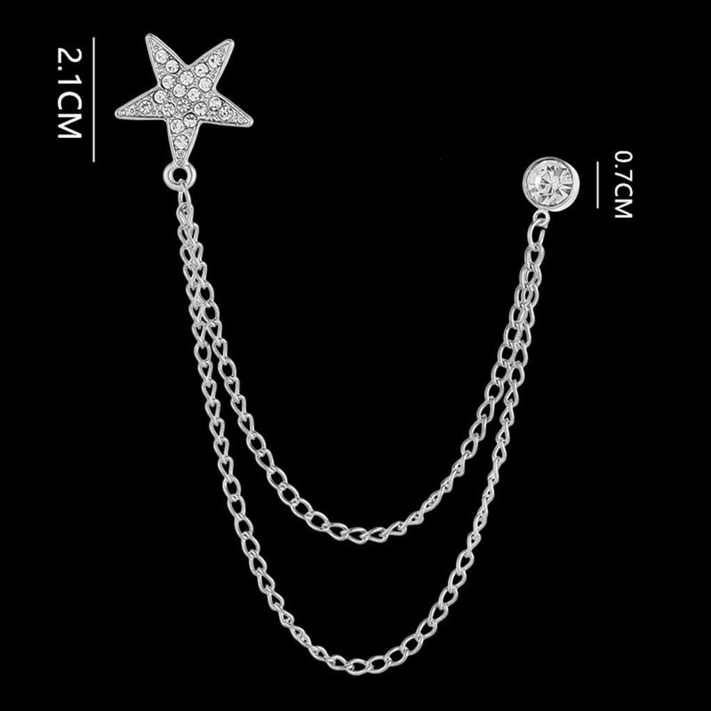 Elegant Men's Suit Pin with Dangling Chains
