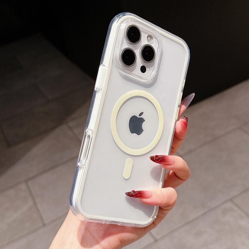Transparent Soft Color Bumper Cover for iPhone 16 15 14 Plus 13 12 11 Pro Max For Magsafe Wireless Charge Magnetic Clear Cover