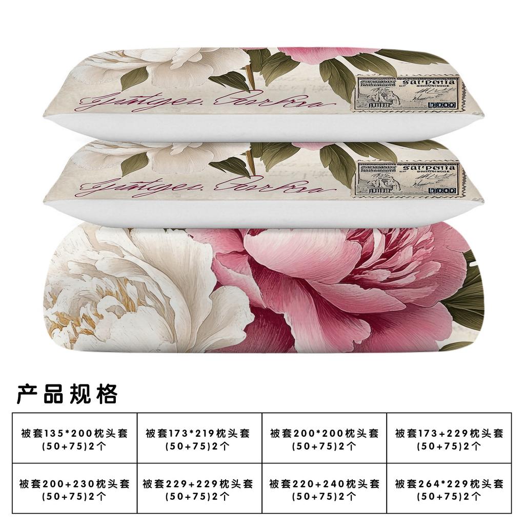 Sie Liegende Rose Digitaldruck Quilt Set Dreiteiliges Heimtextil-Set