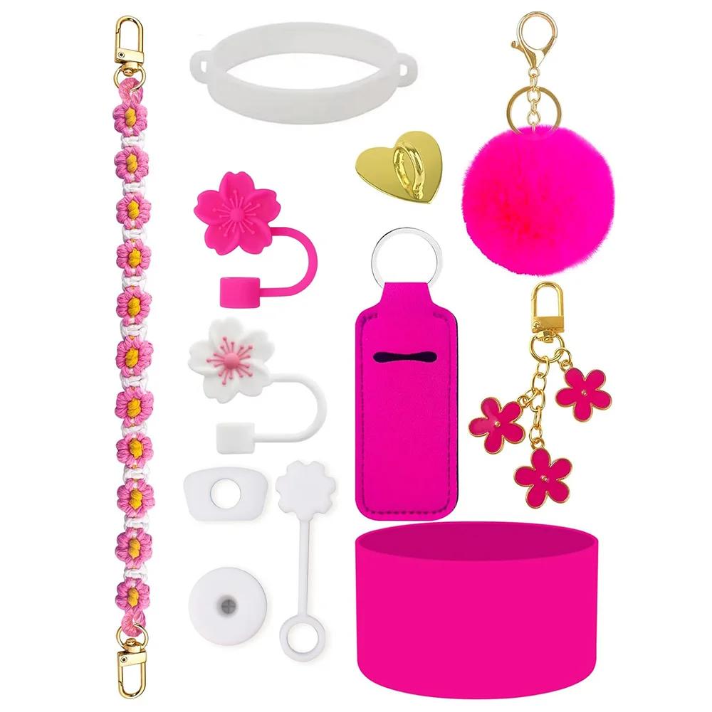 

12PCS Accessories for Stanley Cup 30/40 oz Tumbler Water Bottle Handle Strap Straw Toppers Keychain Charms Silicone Cup Boot