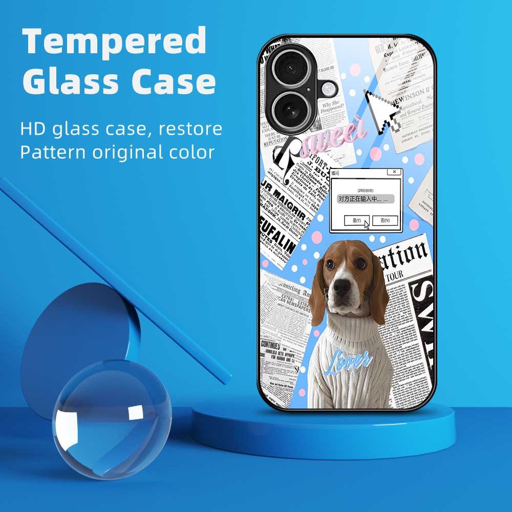 For iPhone 17 Case TPU PC Tempered Glass Pattern Printing Anti Drop Phone Back Cover