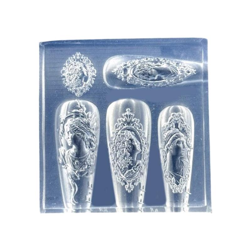 Embossed Silicone Nail Art Mould Reusable Flexible Craft Tool For Resin Jewelry Phone Case Decoration