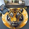 Golden Tiger Round Area Rug,Carpet Rug for Living Room Bedroom Sofa Playroom Decor,Non-slip Floor Mat