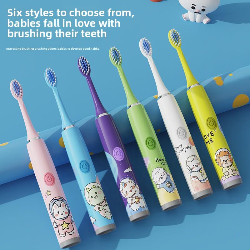 Children's Electric Toothbrush Cartoon Soft Hair IP6 Waterproof Sonic Vibration Rechargeable U-shaped Toothbrush