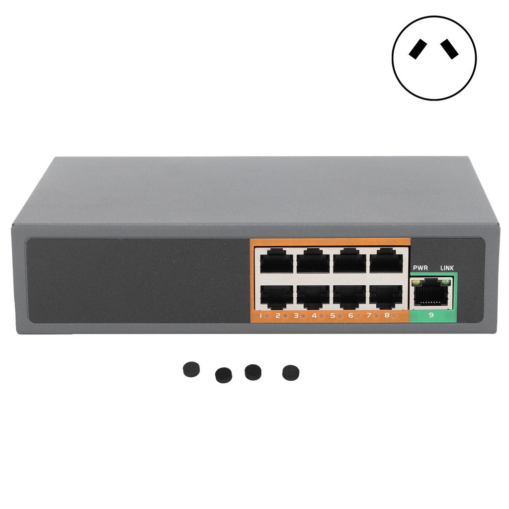 POE Switch 9 Ports  Gigabit Ethernet Adapter for IP Cameras CCTV Security Systems Wireless AP