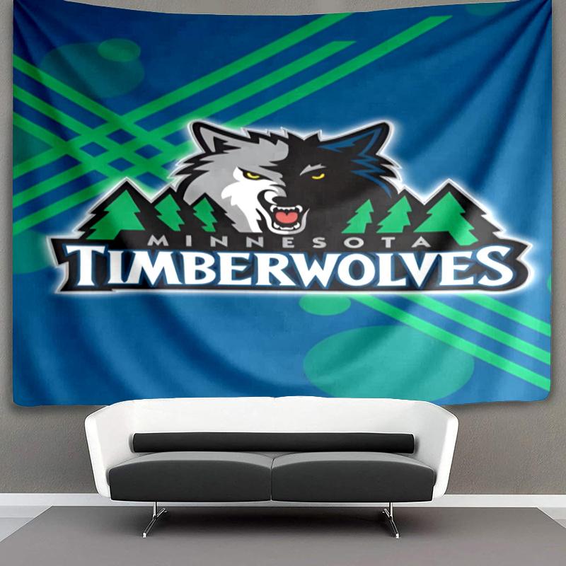 Timberwolves Logo Printed Tapestry, Fabric Tapestry Wall Hanging Decoration for Bedroom, Living Room, Dorm Room Home Party Fan Gifts