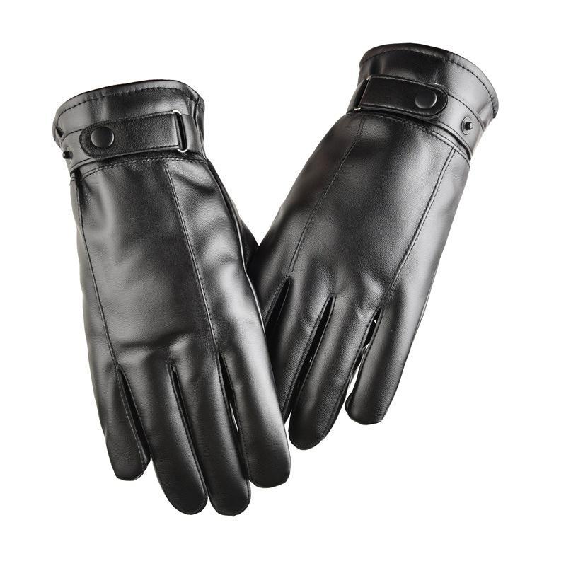 

Мужские перчатки для сенсорных экранов, осенне-зимние перчатки из искусственной кожи с бархатным утеплителем, водонепроницаемые перчатки для вождения и езды на велосипеде чёрный