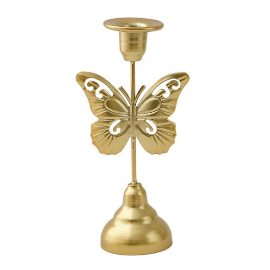 Decorative Vintage Candle Stand Metal Holder, Romantic Candlestick Dinner Table Centerpiece, Retro Style Decor Aged Texture for Wedding Party and Home