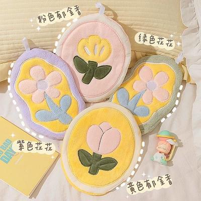 Household Hanging Large Coral Fleece Cute Tulip Soft Absorbent Bathroom Small Towel Kitchen Hand Towel