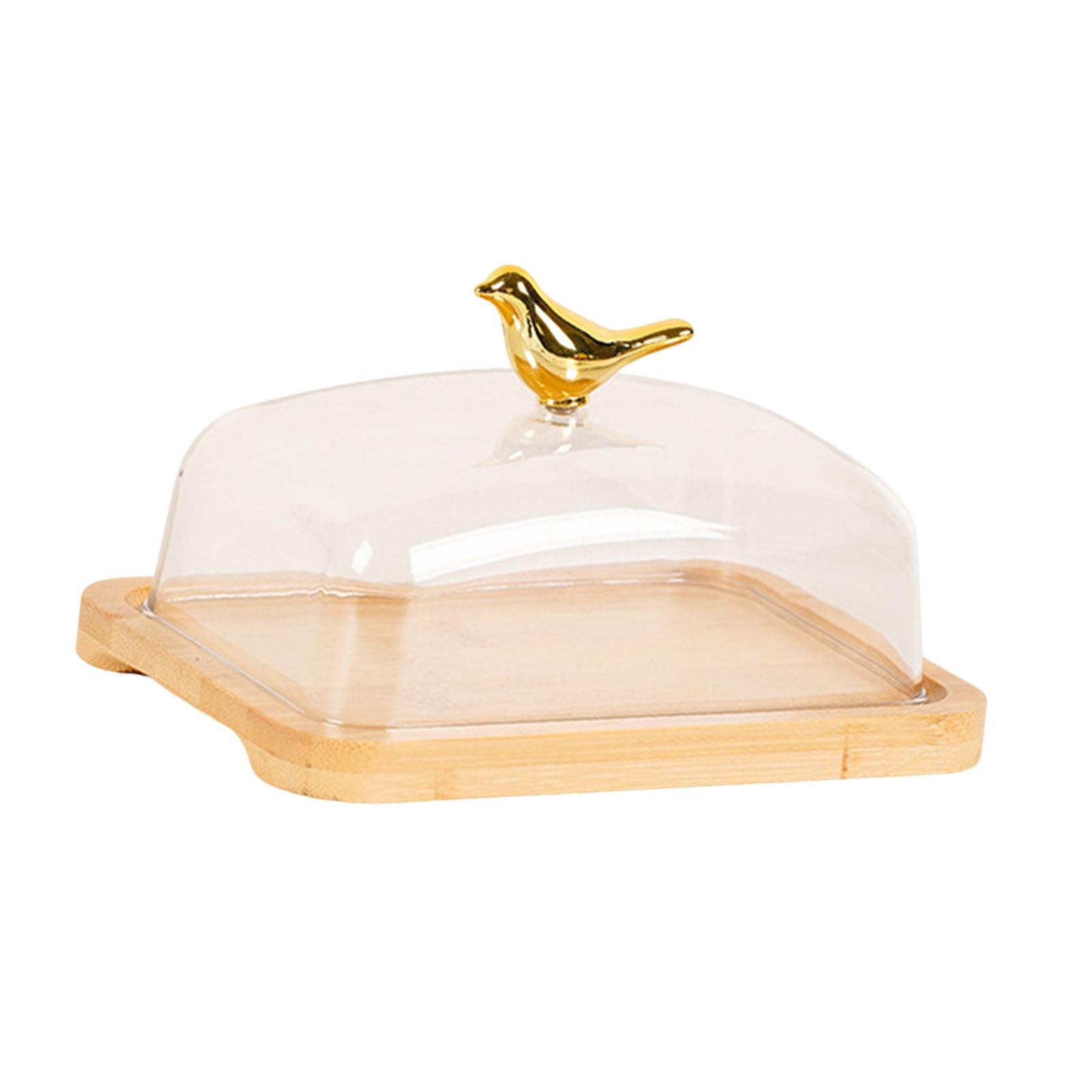 

Wooden Cake Stand with Cover Butter Dish Decorative Minimalist Cake Holder for Birthday Kitchen Freezer Restaurant Dining Room світло-коричневого кольору