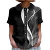 Women's Casual Fashionable Printing O Neck Button Short Sleeved Top