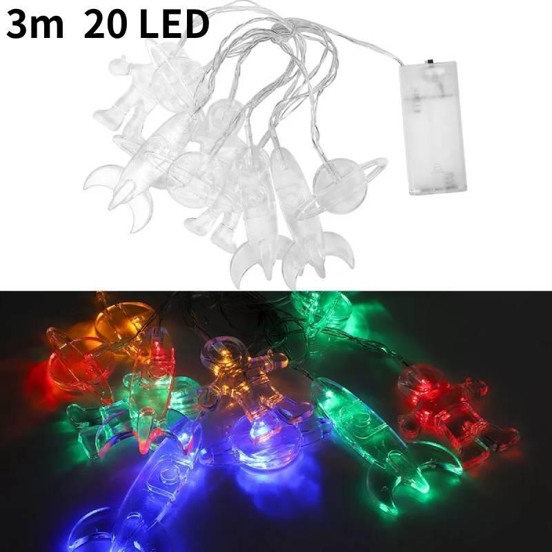 String Lights Led Spaceman Rocket Planet Hanging Lamp Kids Bedroom Gifts Decor