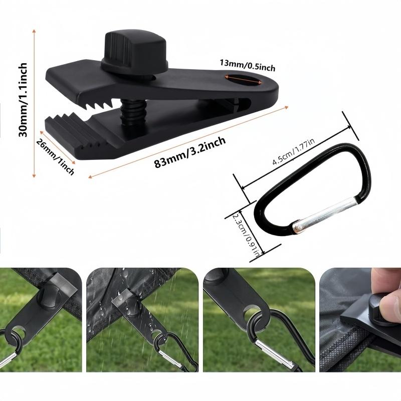 8Pcs Heavy Duty Adjustable Tent Clips Crocodile Tooth Windproof ABS Buckle for Canopy Awning Courtyard Sail Camping Hiking Gear