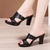 High Heel Thick Heel Cool Slippers Women's Summer New Thick Bottom Waterproof Table Fish Mouth Small Size 3233 Outer Wear Fashion Slippers