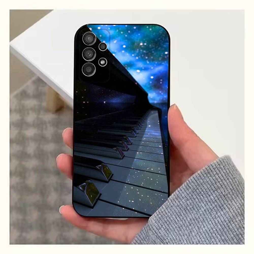 Keyboard Art Piano Phone Case For Samsung S25,S24,S23,S22,S20,S21,S10,Ultra,Plus,Lite,FE,Soft Silicone Black Cover