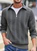 Half-Zip Stand Collar Cable Knit Men's Pullover Hoodie