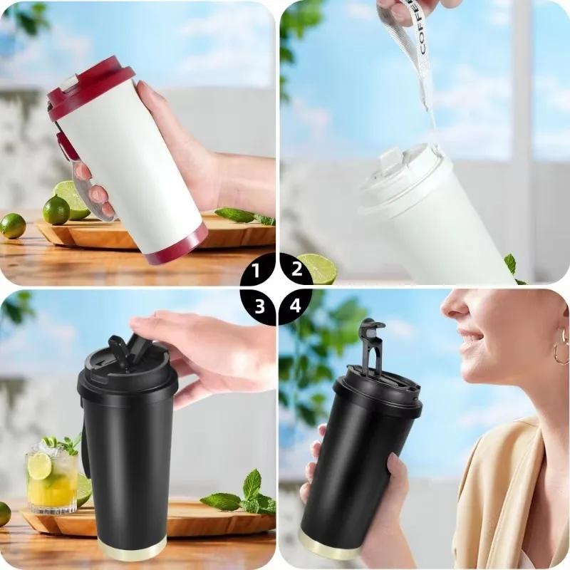 500ML Large Capacity Ceramic Vacuum Flasks Reusable Double Wall Thermoses Stainless Steel Coffee Mug Insulated Cup Drinkware