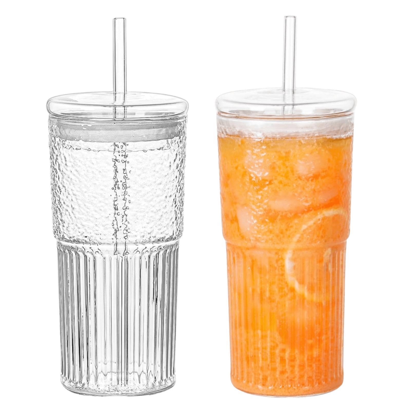 Factory Transparent High Borosilicate Glass Coffee Cup Glass Milk Mug Glass Cups With Straw 650ml Capacity 601-700ml