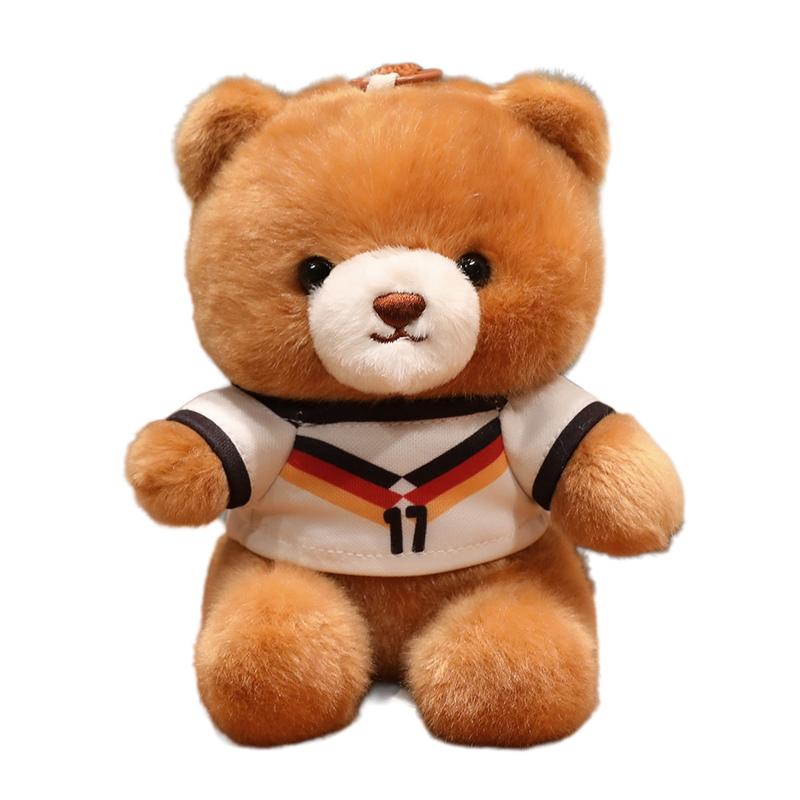 16Cm Football Jersey Bear Plush Pendant Stuffed Dressed Sport Animal Keyring Decor Plushie For Bag Gift