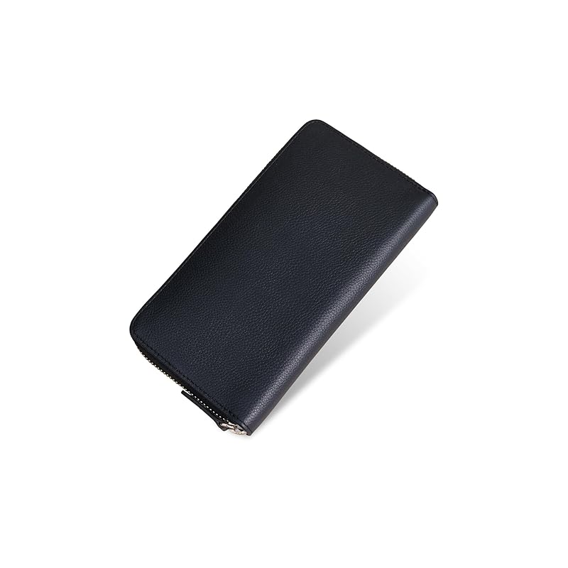 

[Business Leather Factory] Round long wallet Water repellent original leather cow leather unisex large capacity 21 pockets Vertical card storage