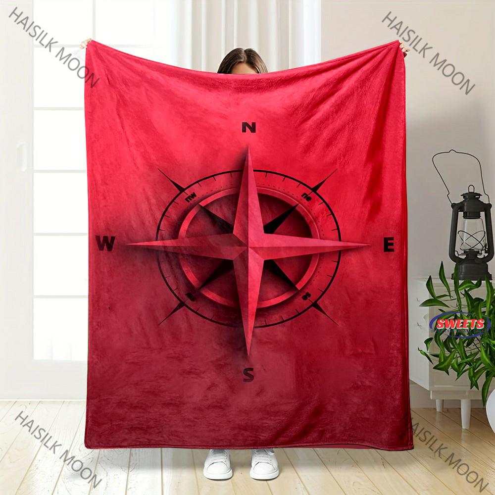 3D Vintage Compass World Map Print Blanket for Couches,Soft Cozy Blanket, Lightweight Fuzzy Warm Throws for Family Friends, Gift