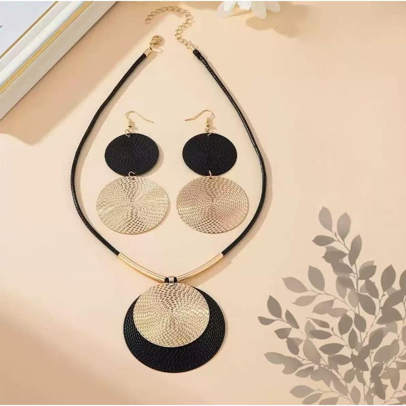 Geometric Circle Earrings Temperament Exquisite Versatile Niche Unique Necklace Set
