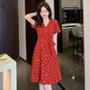 Plus Size Red Summer Dress for Pear-Shaped Women - Slimming Tea Break Style
