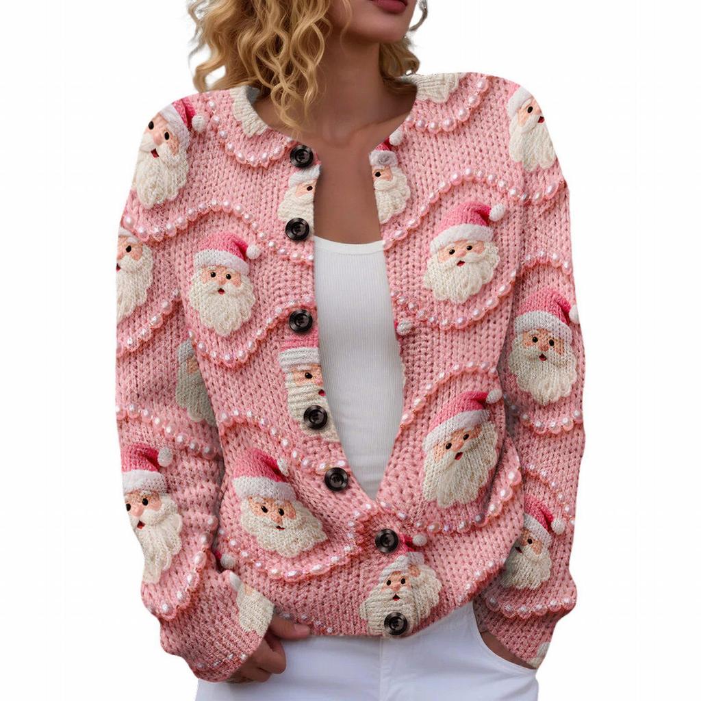 LXK-YK56 3D Print Christmas Cardigan Sweater