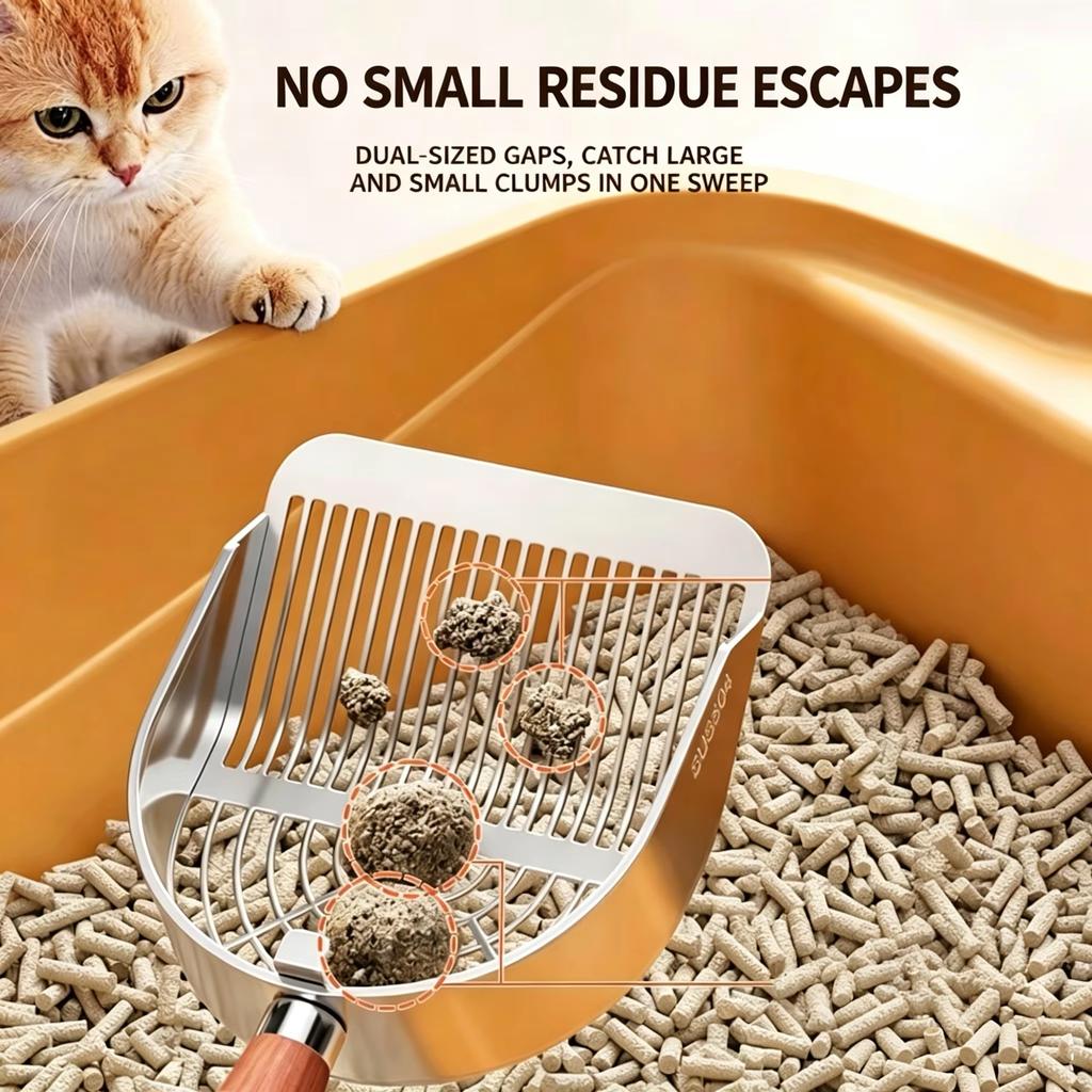 Stainless Steel Cat Litter Shovel, Fine Hole Thickened Long Handle Shovel, Cat Litter Hollowed Out Shovel, Pet Poop Scoop, Artif