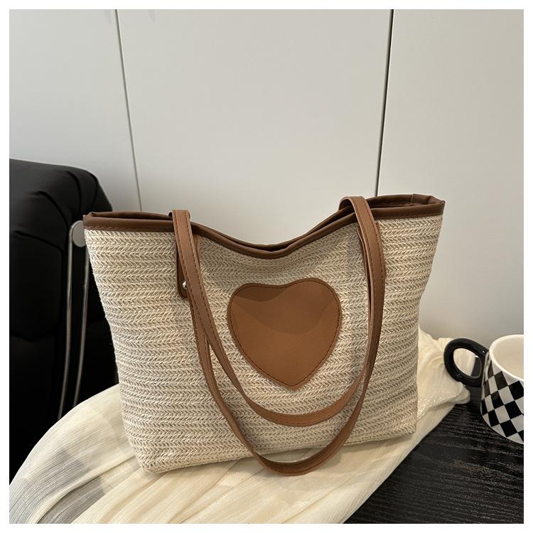 

Соломенная сумка-тоут с бабочкой, летняя новинка, женская пляжная сумка большой вместимости для путешествий на море, сумка-корзина для овощей на плечо коричневый