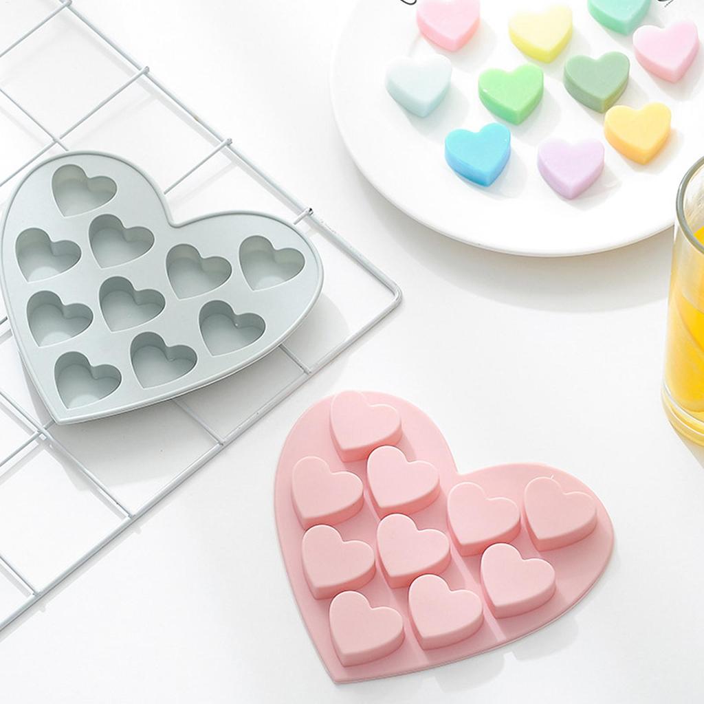 Heart-shaped Silicone Chocolate Mold 10 Grids Easy To Release Food Grade Baking Mold Candy Pudding Dessert Mold Cake Decoration