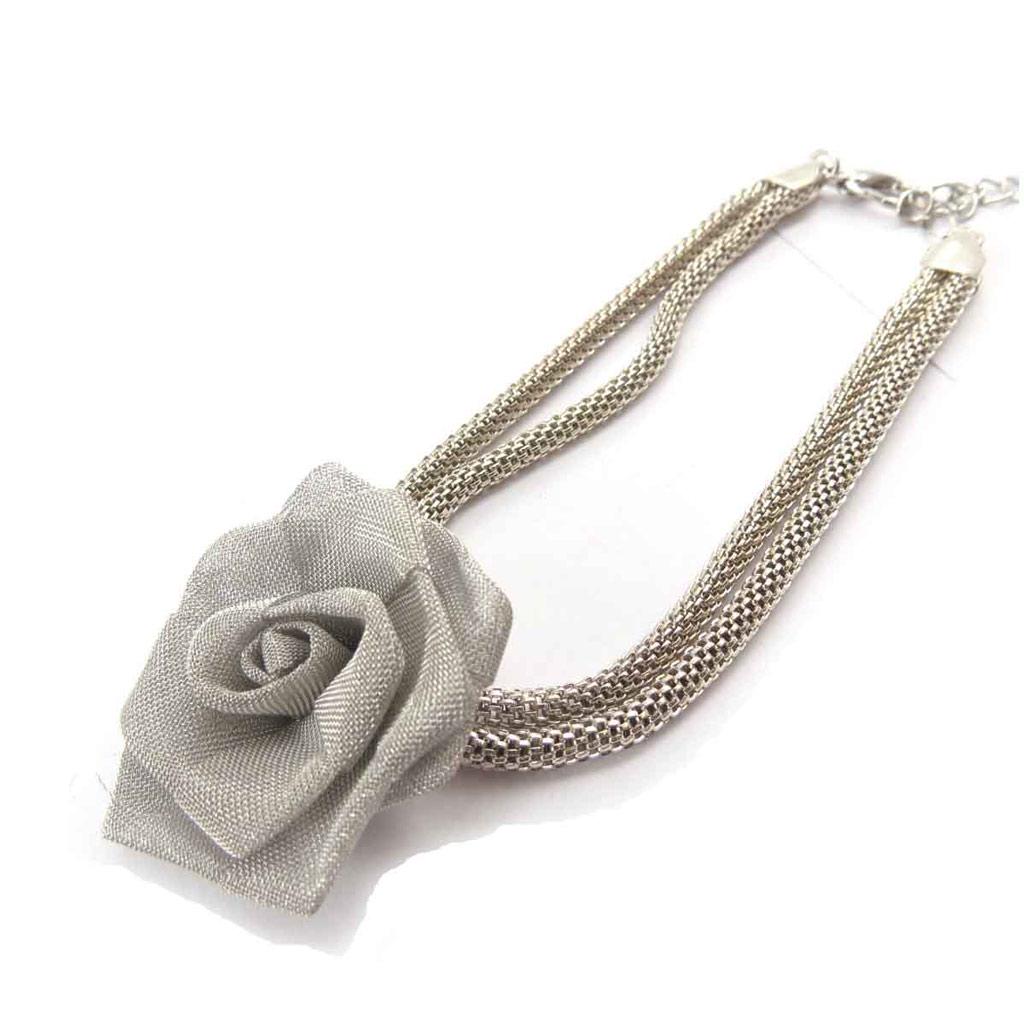 Les Trésors De Lily [J8074] - Silver Gray 'Flora' Designer Bracelet