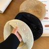 Ricygvm Summer Berets For Women Straw Hat Hollow Breathable Octagonal Cap Fashion Girls Artist Painter Caps Solid Color Bonnet
